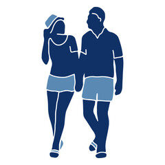 Tourists couple silhouette