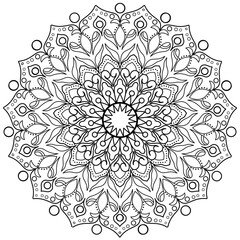 mandala design for coloring book, line art, yoga logo design, black and white, abstract flower, relaxing pattern
