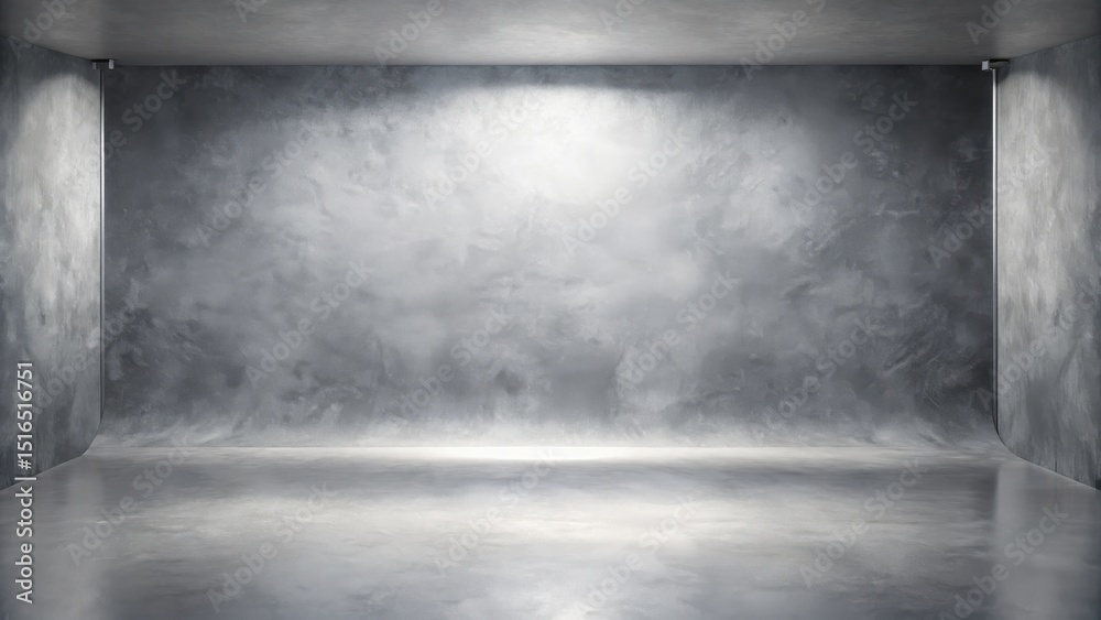 Poster empty, modern studio space with grey walls and polished floor featuring subtle lighting