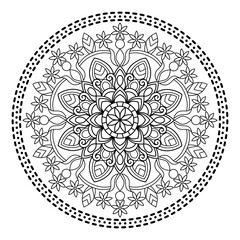 Seamless ornamental round lace pattern with floral mandala design element