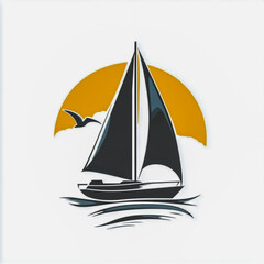 sailboat icon logo template isolated on white background.