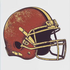 Vintage Football Helmet Logo Classic Distressed Retro Design on Crisp White Background Iconic Clean Emblem Style with Timeless Retro Color Palette Perfect for Sports Branding and Collectors.