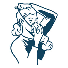 Woman with oxygen mask