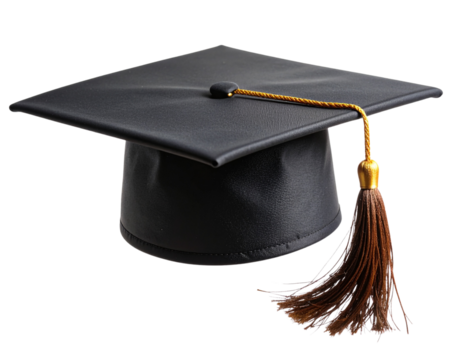 Graduation Cap Tossed in the Air, Mid-Flight, isolated on a transparent background