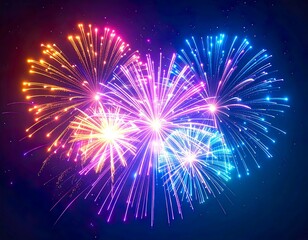 Fototapeta premium 3D Render of Multicolor Cosmic Fireworks with Neon Glow and Galactic Background