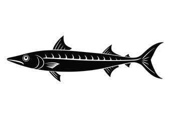 Naklejka premium Wahoo Fish Silhouette Vector Illustration for Fishing Logo Design and Marine Artwork