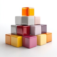Obraz premium Colorful Stack of Glossy Building Blocks on a Bright Background