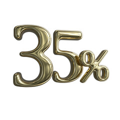 35 Percent 3D render with gold material