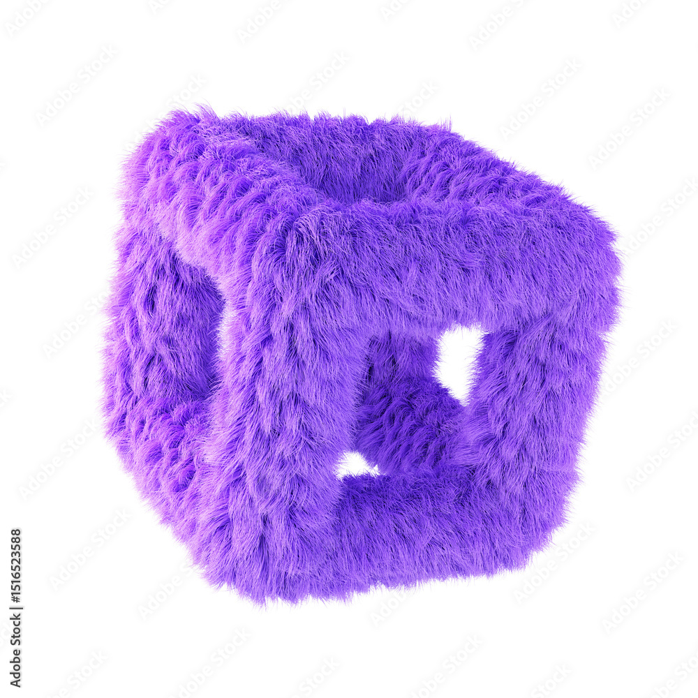 Fototapete Plush cube shape isolated on white background. 3d design element.