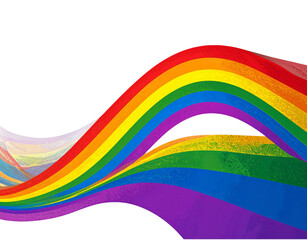 Wavy Rainbow Spectrum with Textured Brushstrokes Pride Flag Colors