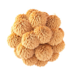 Fluffy geometric shape isolated on white background. 3d design element.
