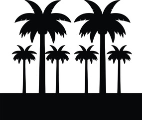 Obraz premium palm trees silhouettes isolated icon vector illustration design black and white
