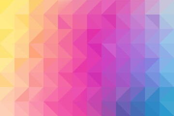 Obraz premium A colorfull mesh gradient background with geometric triangular patterns transitioning smoothly from yellow to pink, purple, and blue. Ideal for modern abstract backdrop and digital design themes.