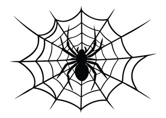 Obraz premium spider net with spider silhouette Vector clipart design Illustration.