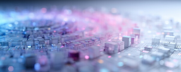 Data Design and Technology driven societies and infrastructures in harmony and prosperous configurations. Technology and business abstract background.  
