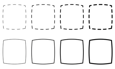 Smooth hexagon shape with geometric edges set. Regular polygon icon. Flat vector illustration isolated on white background.