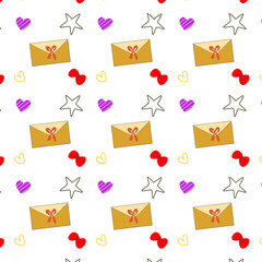seamless pattern with hearts and envelopes, wrapping paper design, fabric motifs design, abstract seamless pattern 