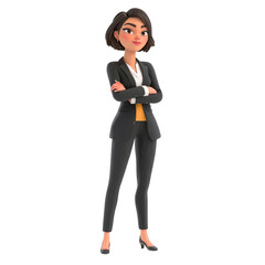 Confident businesswoman with 3D render.