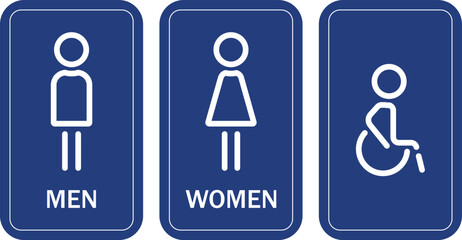 Toilet Sign Icon Set – Male, Female & Disabled WC Symbols