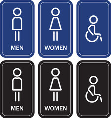 Toilet Sign Icon Set – Male, Female & Disabled WC Symbols