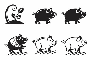 Obraz premium piggy bank icons set