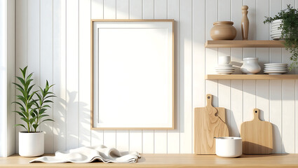Kitchen Frame Mockup with Blank Canvas
