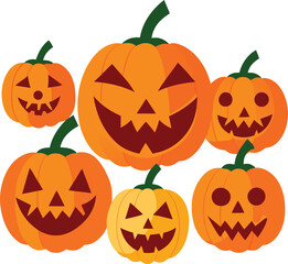 Halloween Silhouettes Vector Set – Ghosts, Witches, Pumpkins, Spooky Halloween Icons – Ghost, Bat, Witch Hat, Scary Pumpkin and Witch Flying, Witch, Cat, and Cauldron