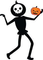 Halloween Silhouettes Vector Set – Ghosts, Witches, Pumpkins, Spooky Halloween Icons – Ghost, Bat, Witch Hat, Scary Pumpkin and Witch Flying, Witch, Cat, and Cauldron