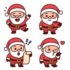 Cute Santa Claus sticker set with festive gestures and faces