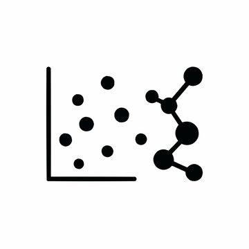 Minimal scatter plot transforming into molecule shape &mdash; chemistry through data.