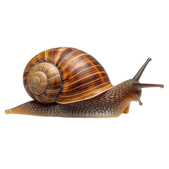Detailed photograph of snail with natural shell showcasing its intricate patterns and textures, evoking sense of nature beauty