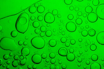 Close-up macro bubbles of green drink,Closeup of bubbly green soda with refreshing carbonation