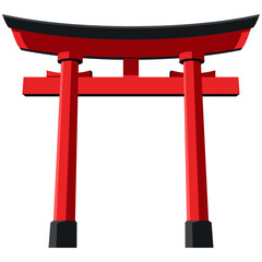 A torii of a Shinto shrine. Traditional Japanese gate. 