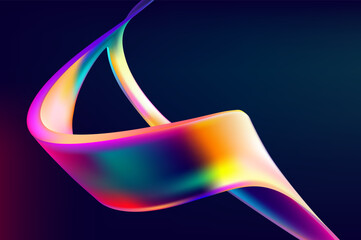 Liquid 3D vector shape. Abstract spiral wave lines.  Color design element.