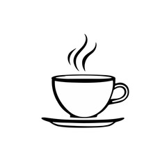 Obraz premium A coffee cup icon with steam represents a hot caffeine drink like espresso or cappuccino