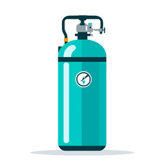Obraz premium Cyan Gas Cylinder Tank for Industrial Storage Equipment on White Background