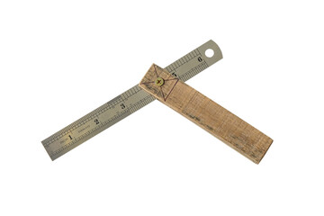 Home made Wooden sliding bevel on white background