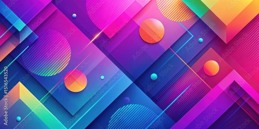 Leinwandbilder vibrant abstract composition featuring interlocking geometric shapes and gradient circles