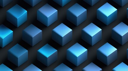 Blue Isometric Cubes on Black Background – Modern 3D Vector Design