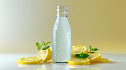 bottle of water with lemon