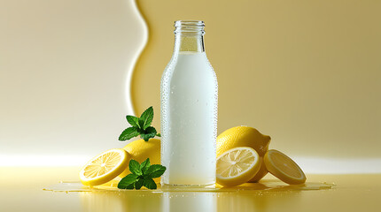 bottle of water with lemon