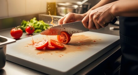 Chef Slicing Tomatoes Culinary Arts & Food Prep