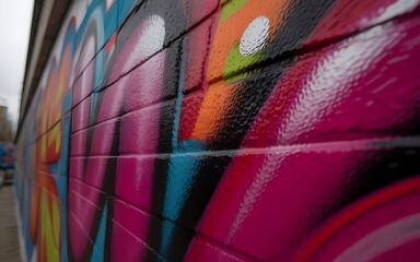 Fototapeta premium Close-up abstract graffiti art on a textured surface, perfect for urban backgrounds, street culture visuals, grunge design themes, modern art concepts, and edgy creative compositions