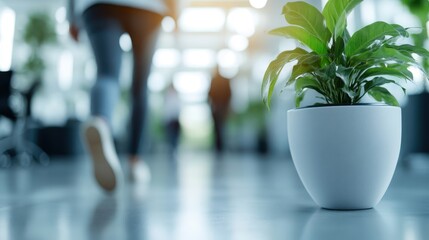 A striking green plant in a modern office setting, symbolizing growth and vitality while contributing to the aesthetic appeal of the workspace, enhancing well-being.