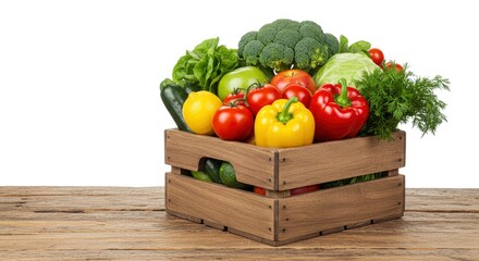 Rustic Wooden Crate Overflowing with Vibrant Fresh Produce
