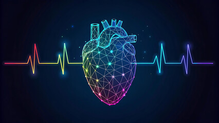 Heart health illustration with ekg line for medical background
