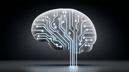 Abstract circuit system of the brain memory microchip board visualization in technology environment