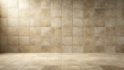 Serene Beige Tile Room A Clean Minimalist Interior Space with Subtle Light and Shadow
