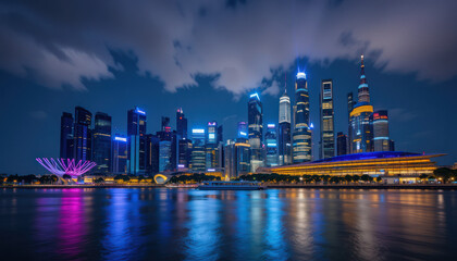 Fototapeta premium Skyline of Singapore at night 