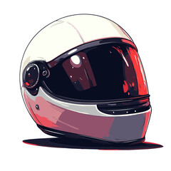 Flat cartoon icon of a pit crew helmet showcasing modern design in racing sports